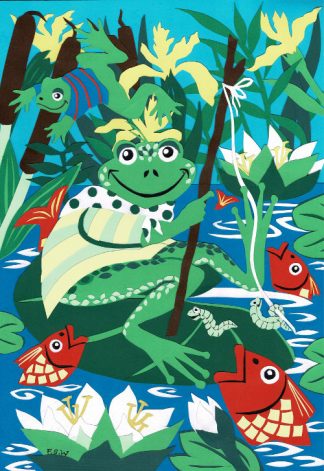 Freddy Frog Fishing Print - Art 4 Kids